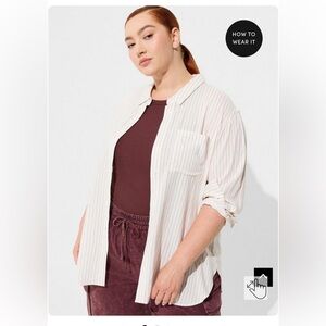 Rayon Slub Drop Shoulder Button-Front Shirt